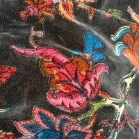 VELVET DUSTER COAT |  BLACK WITH FLORAL PATTERN