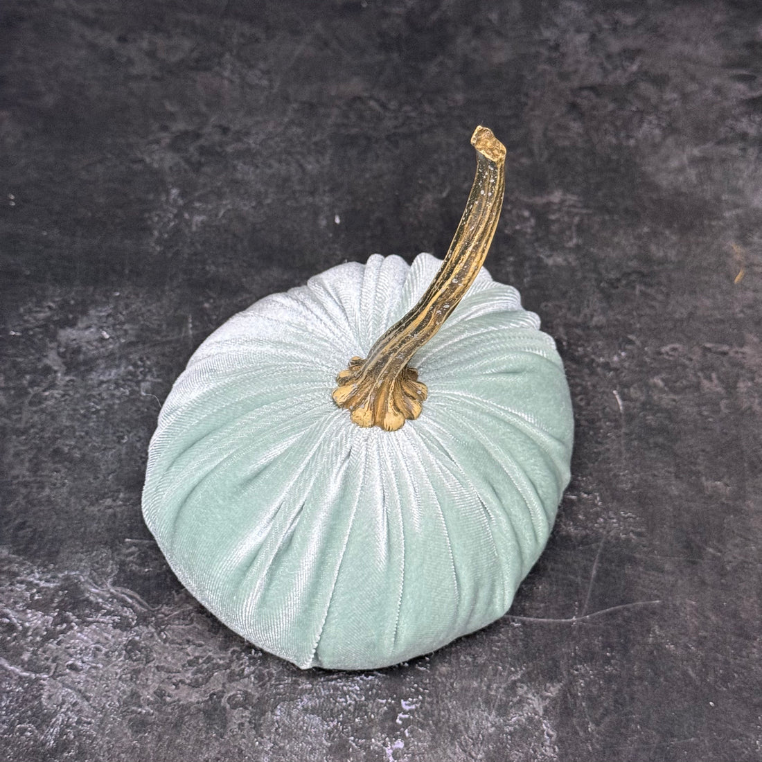 XSMALL VELVET DECORATIVE PUMPKIN | SAGE