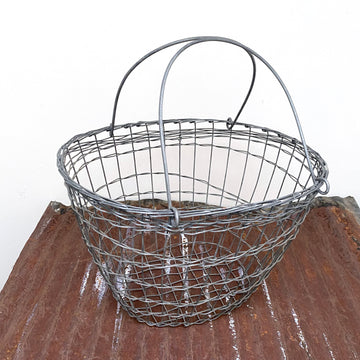 LARGE ZINC WIRE SHOPPING BASKET WITH HANDLES