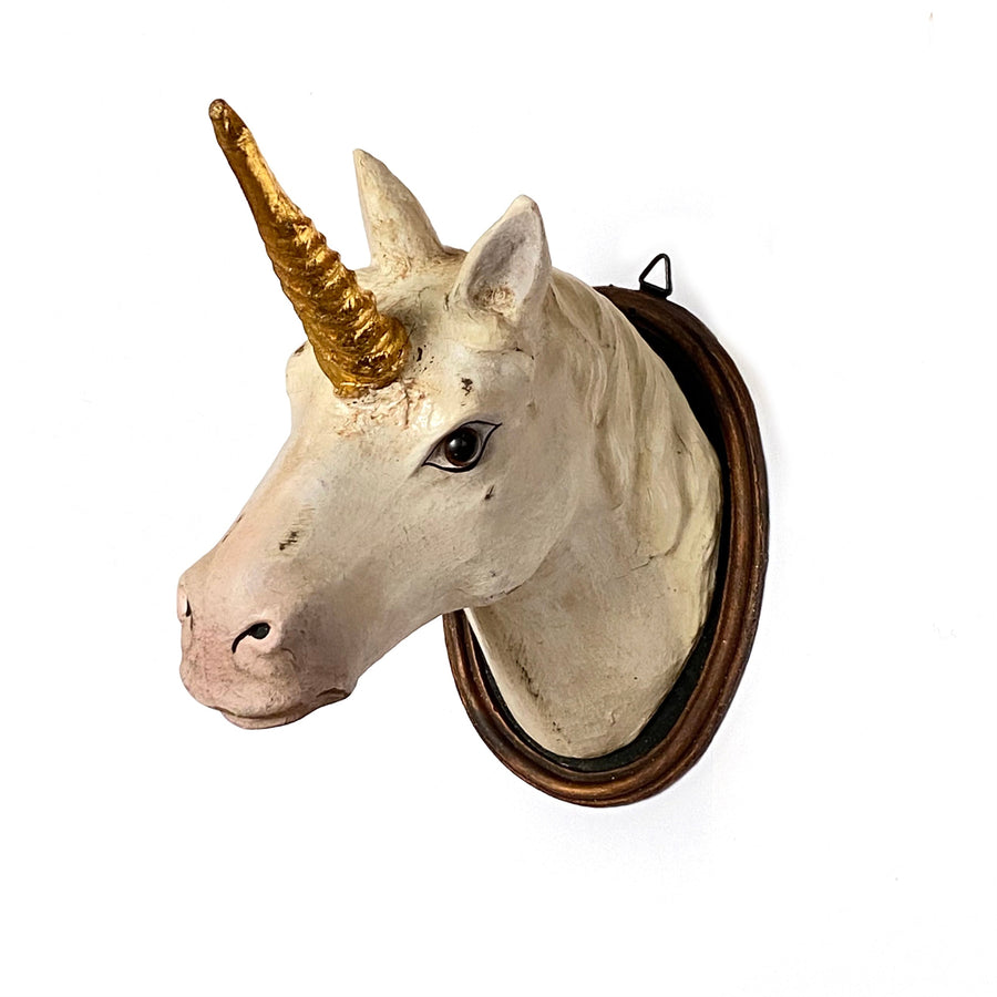 PAPIER MACHE MOUNTED UNICORN HEAD