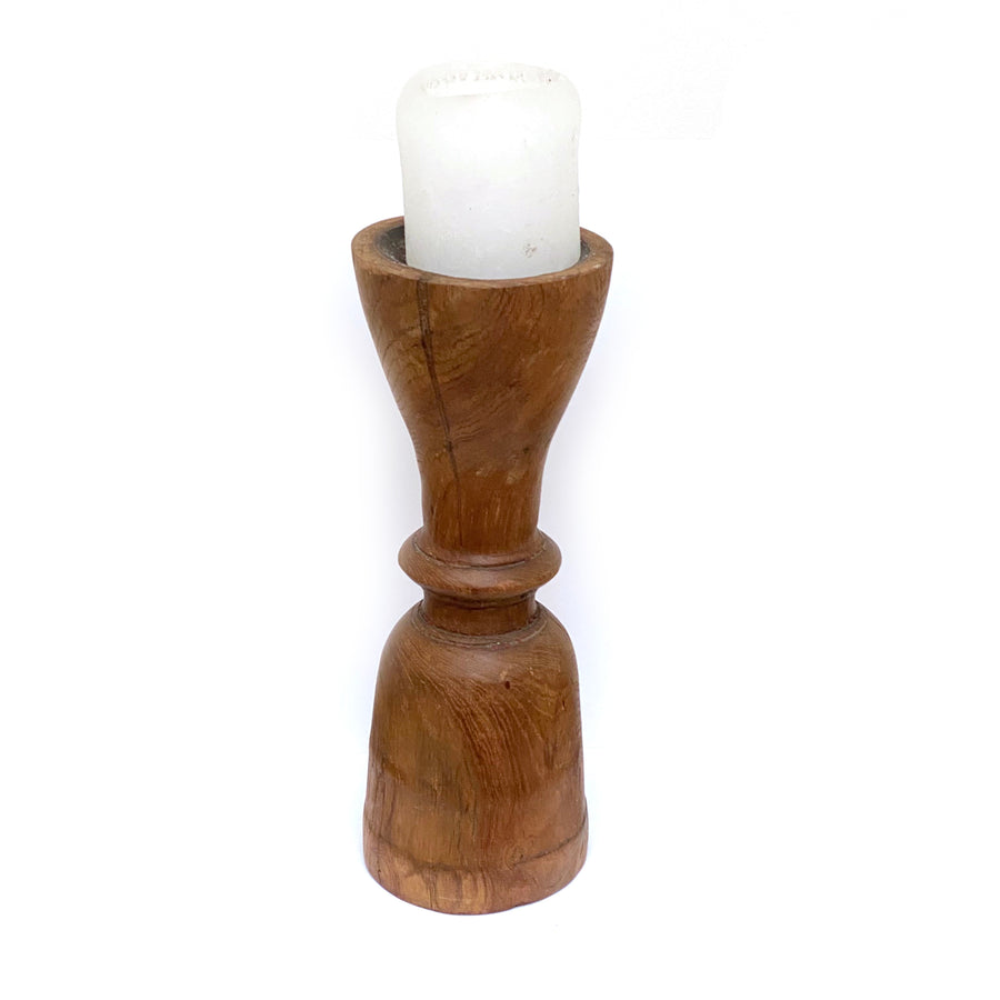 VINTAGE RECLAIMED WOODEN CANDLESTICK | D