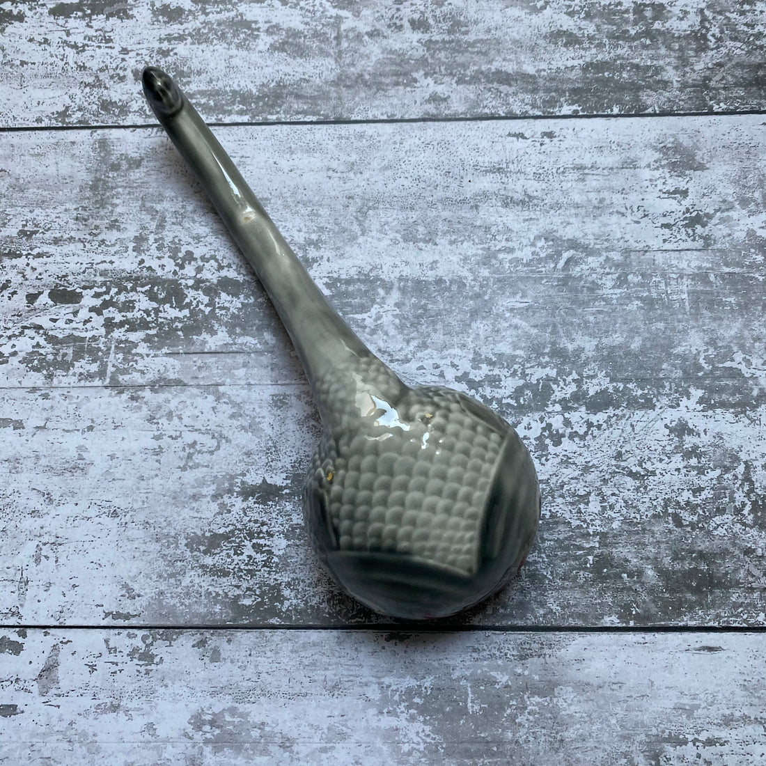 VINTAGE FAIANCAS BELO PORTUGAL GREY FISH TUREEN WITH LADLE