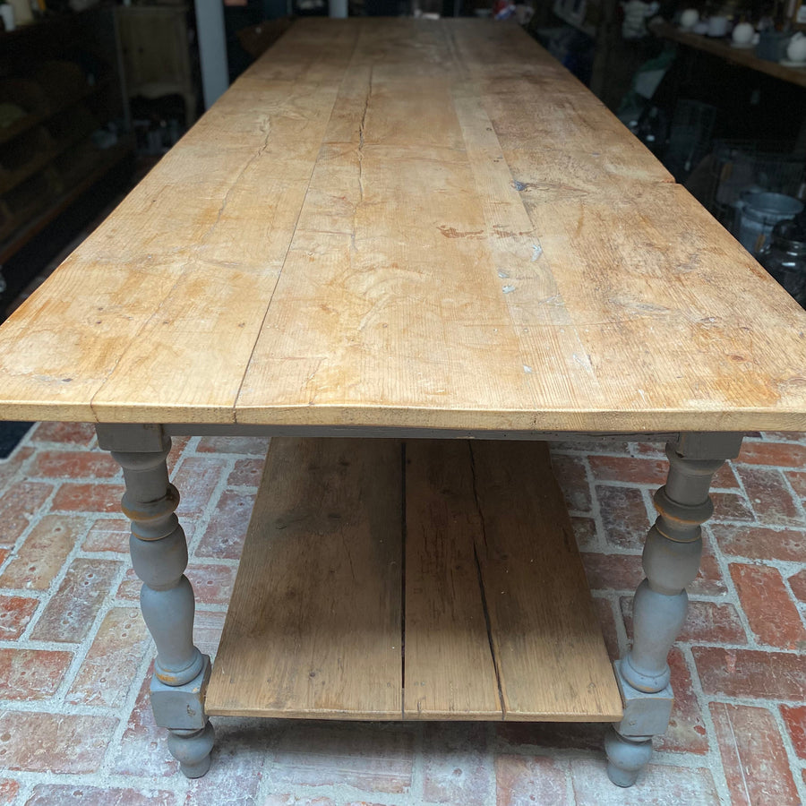 LONG RUSTIC TWO TIER WOODEN TABLE