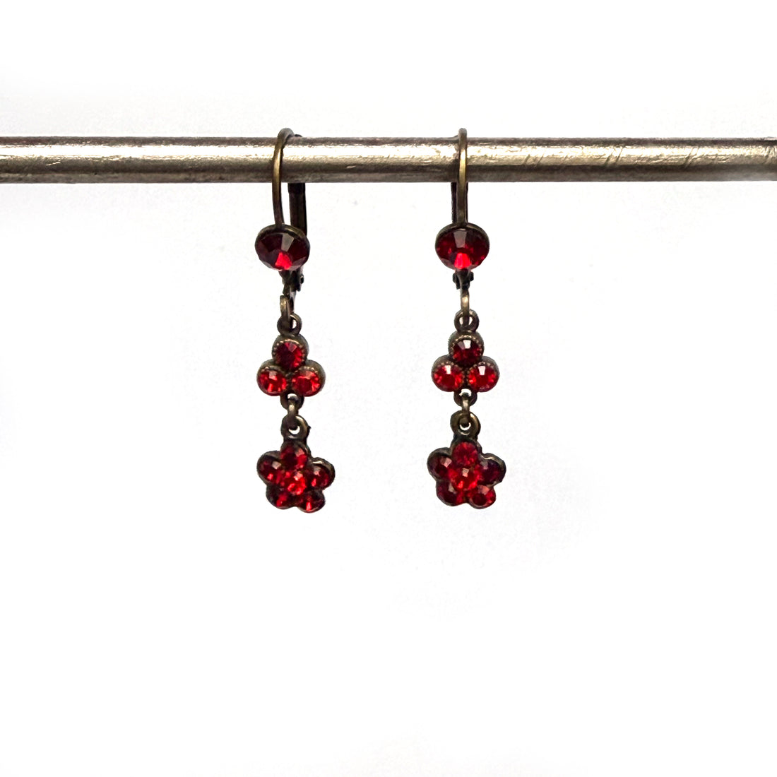 CRYSTAL RED FLOWER EARRINGS