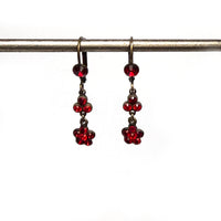 CRYSTAL RED FLOWER EARRINGS