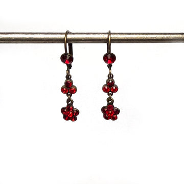 CRYSTAL RED FLOWER EARRINGS