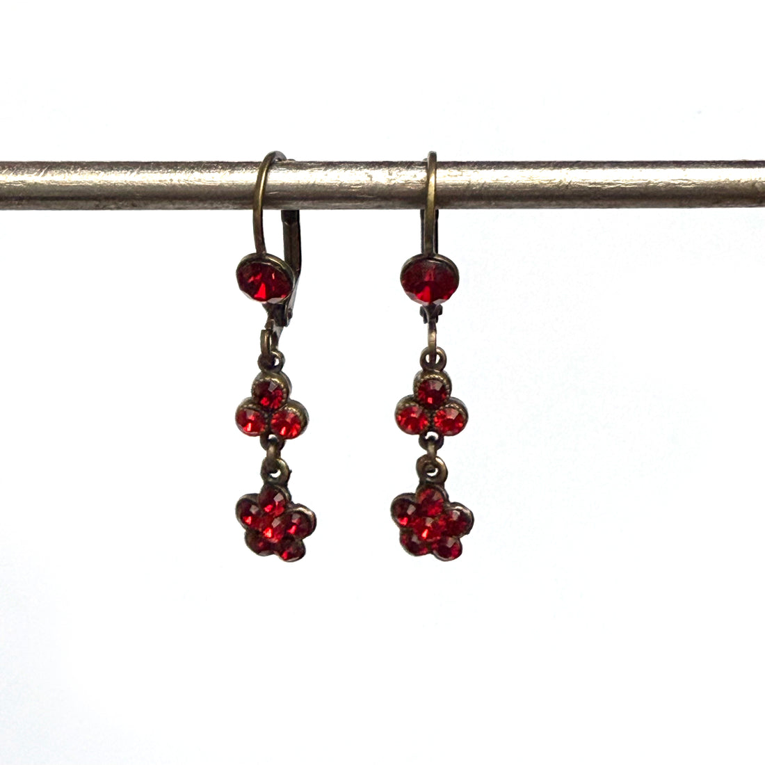 CRYSTAL RED FLOWER EARRINGS