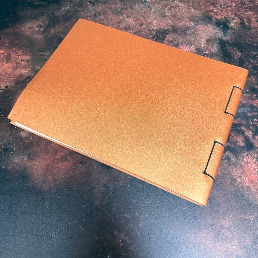 A4 LANDSCAPE NOTEBOOK SKETCHBOOK RECYCLED LEATHER | COPPER