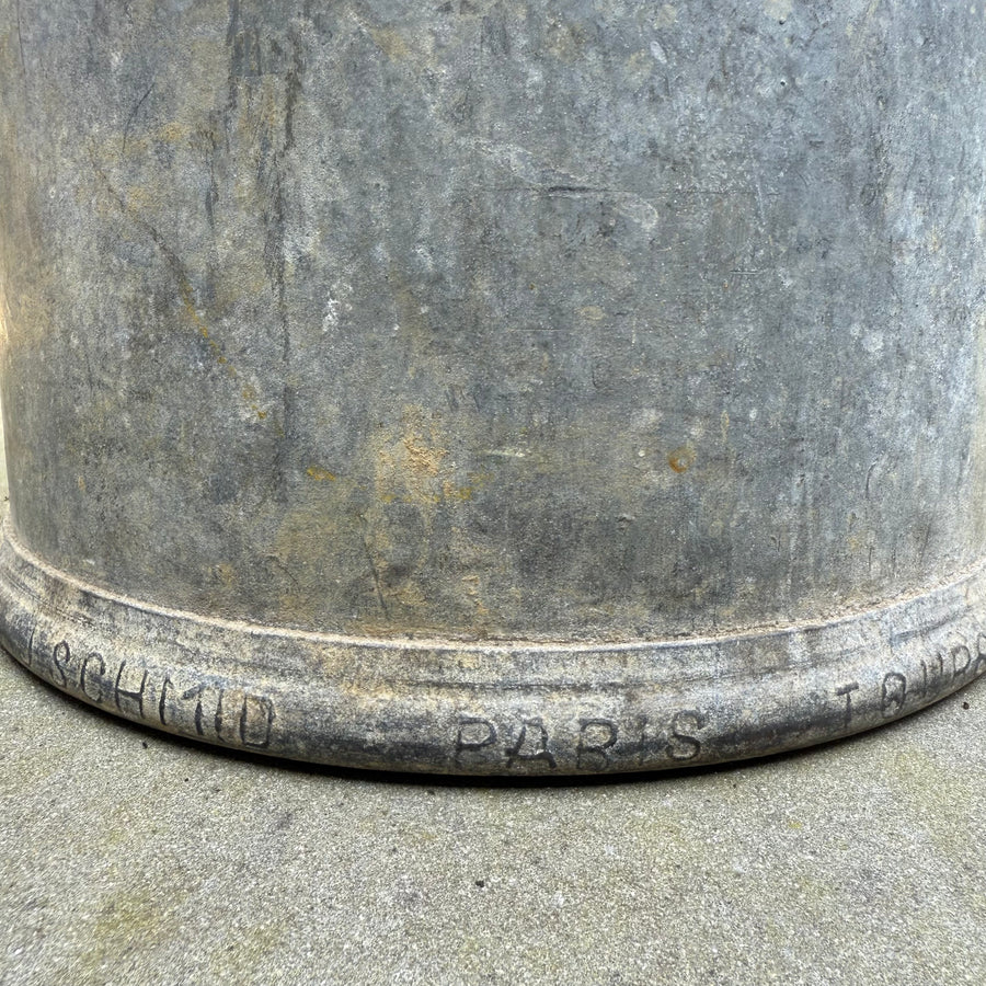 VINTAGE METAL STORAGE BIN WITH TWO HANDLES, LID AND SCOOP