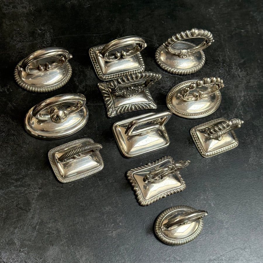DECORATIVE SILVER FOOD CLOCHE HANDLES
