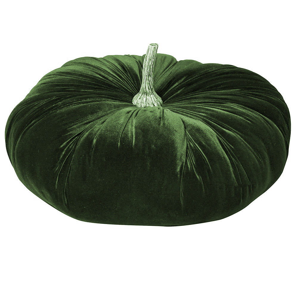 XLARGE DECORATIVE MOSS GREEN VELVET PUMPKIN