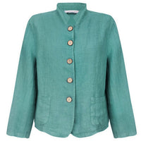 KATIA FRONT POCKET SHORT LINEN JACKET | OPAL M|L