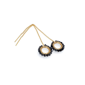 HANDCRAFTED GOLD PLATED EARRINGS | BLACK ONYX & CAT'S EYE