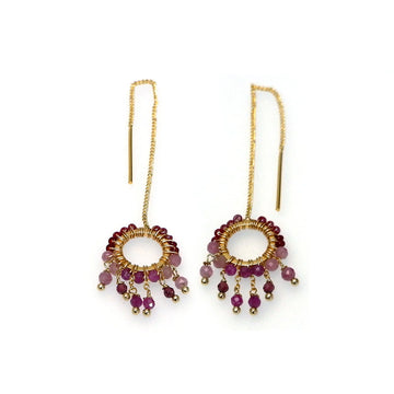 HANDCRAFTED GOLD PLATED EARRINGS | GARNET & PINK TOURMALINE