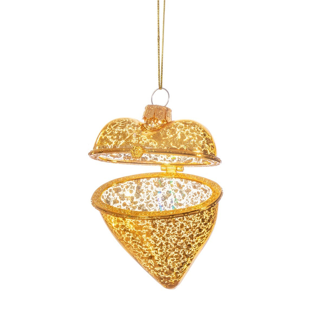 GOLD HEART OPENING BAUBLE