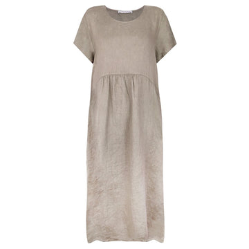 LEXIA LONG ROUND NECK LINEN DRESS | FANGO