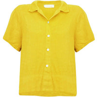 MARILYN BOXY LINEN SHIRT | LEMON S|M