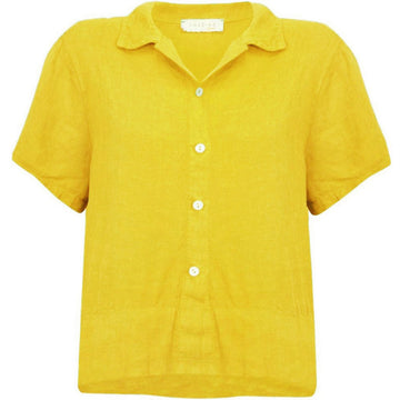 MARILYN BOXY LINEN SHIRT | LEMON S|M
