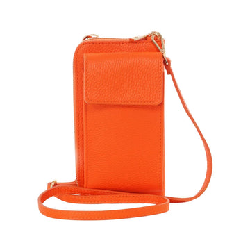 ITALIAN LEATHER MOBILE PHONE WALLET COMBO | ORANGE