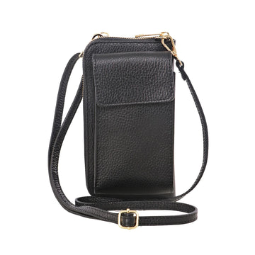 ITALIAN LEATHER MOBILE PHONE WALLET COMBO | BLACK