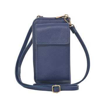 ITALIAN LEATHER MOBILE PHONE WALLET COMBO | NAVY BLUE