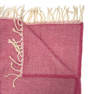 FINE WOOL THROW WITH TASSELS | PINK