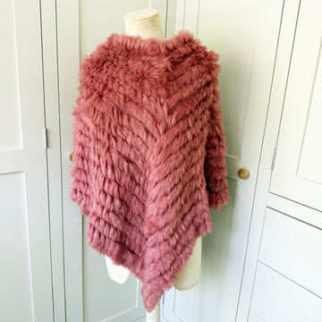 CONEY FUR PONCHO |  PINK
