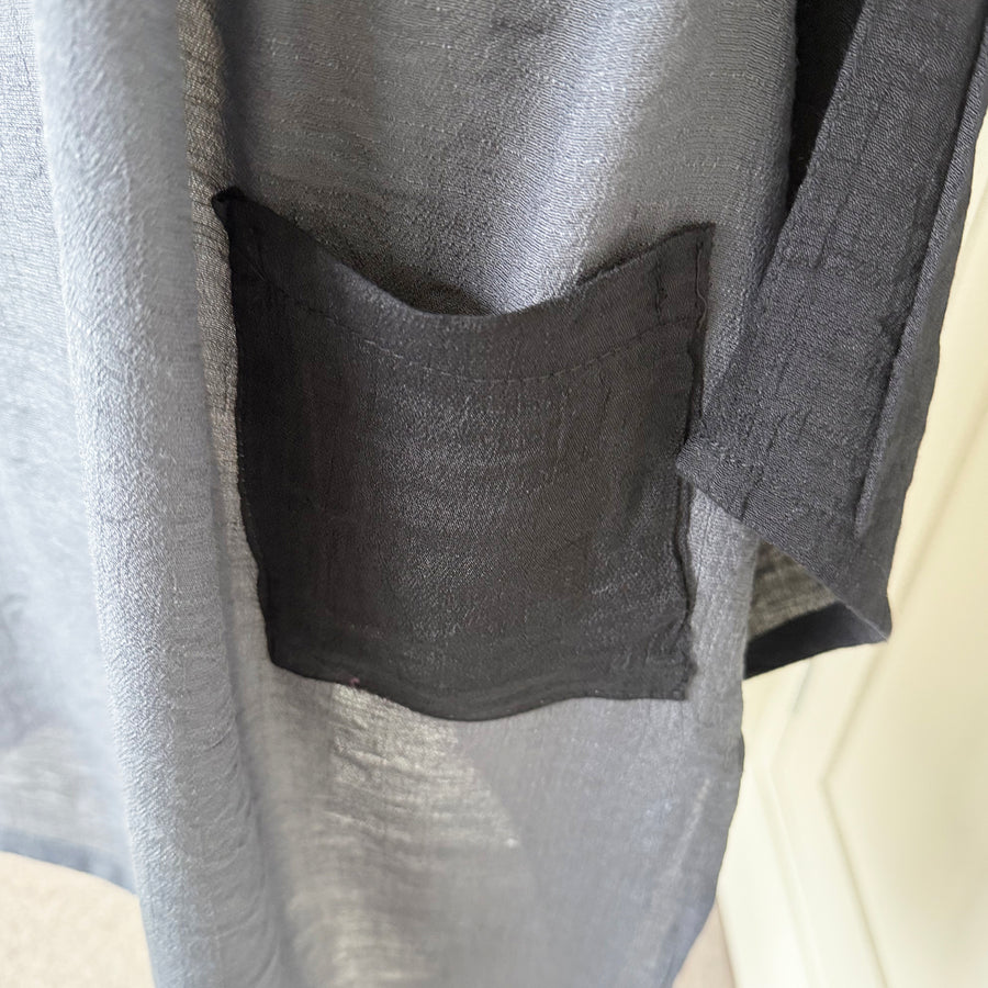 BAMBOO & COTTON SECRET POCKETS TWO LAYER DRESS SHORT | BLACK & SLATE | M|L