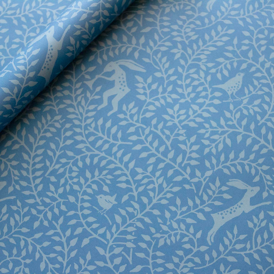 CAMBRIDGE IMPRINT SMALL WRAPPING PAPER | DANCING HARE | BLUE