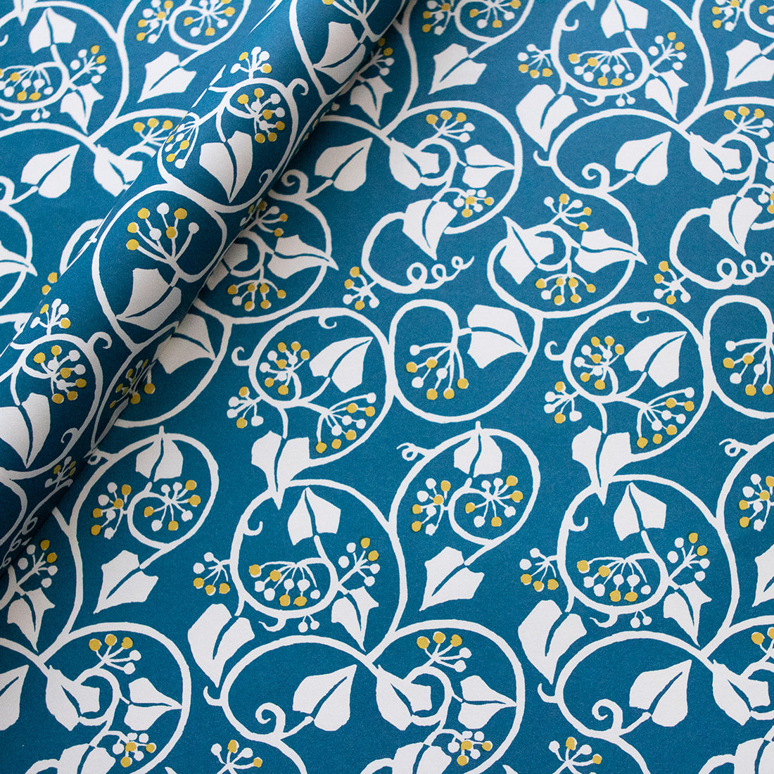CAMBRIDGE IMPRINT SMALL WRAPPING PAPER | IVY | DEEP MARINE BLUE & ACID YELLOW