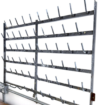 VINTAGE GALVANISED METAL 60 HOOK RACK