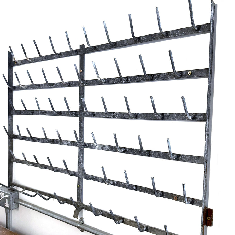 VINTAGE GALVANISED METAL 60 HOOK RACK