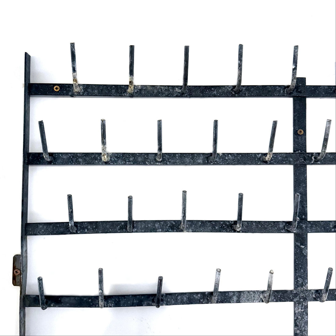 VINTAGE GALVANISED METAL 60 HOOK RACK