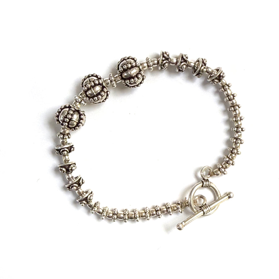 INDIAN SILVER BEADED BRACELET