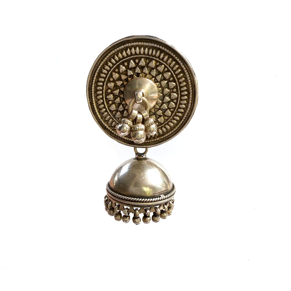 ANTIQUE INDIAN SILVER BEADED JHUMKA EARRINGS