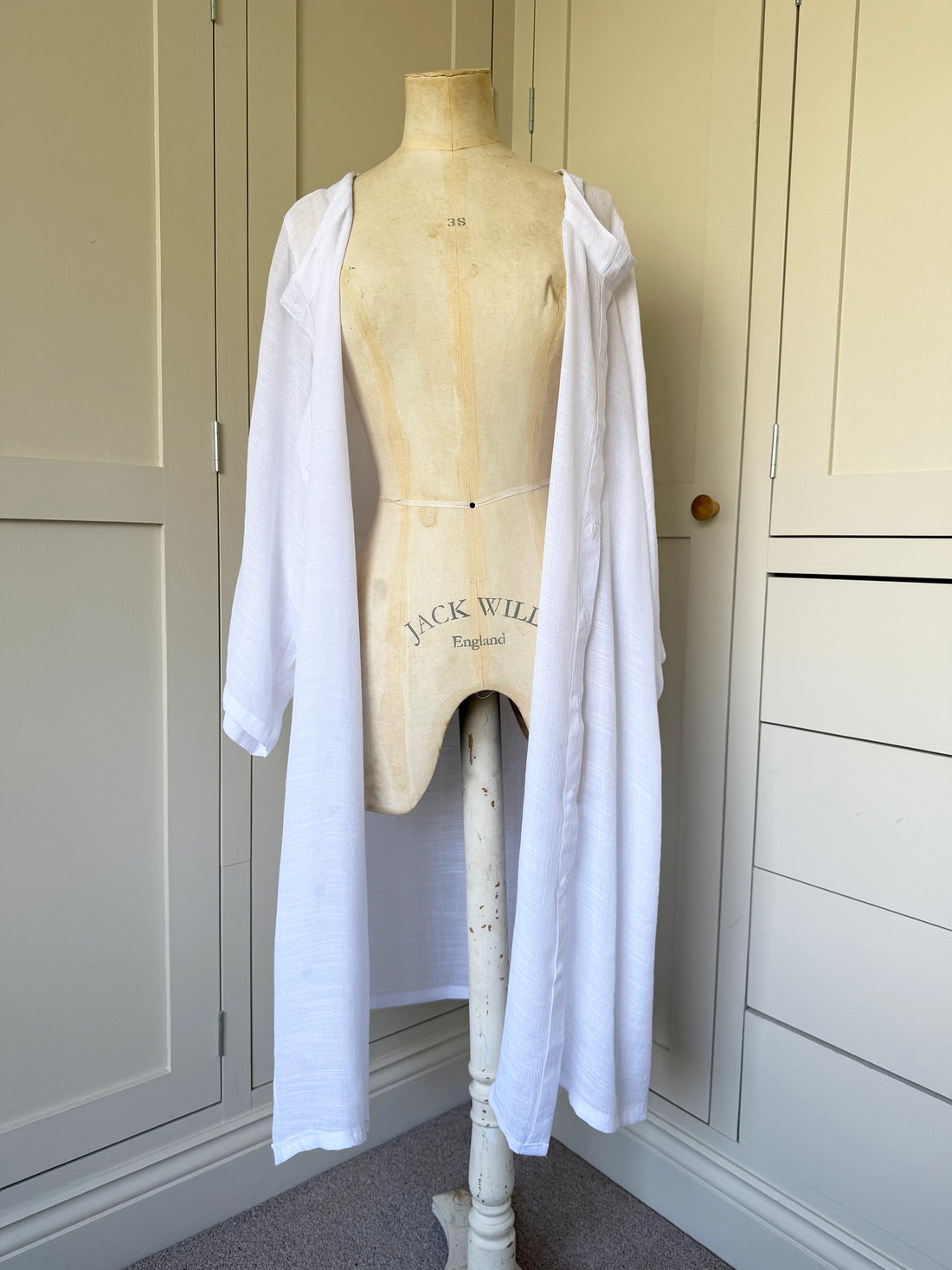 BAMBOO & COTTON BUTTON THROUGH SOPHIA JACKET DRESS | WHITE