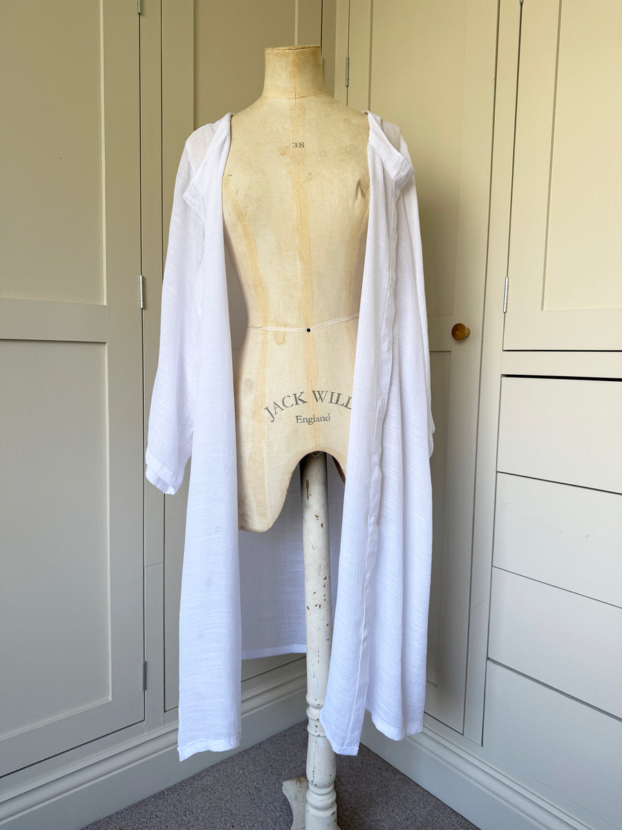 BAMBOO & COTTON BUTTON THROUGH SOPHIA JACKET DRESS | WHITE