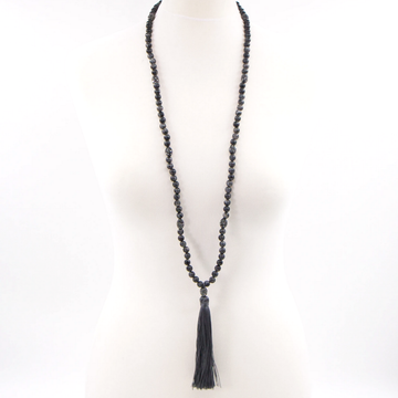 HOWLITE TASSEL NECKLACE WITH CRYSTALS