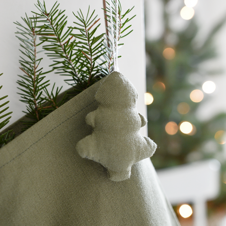 LINEN TREE ORNAMENT | OLIVE GREEN