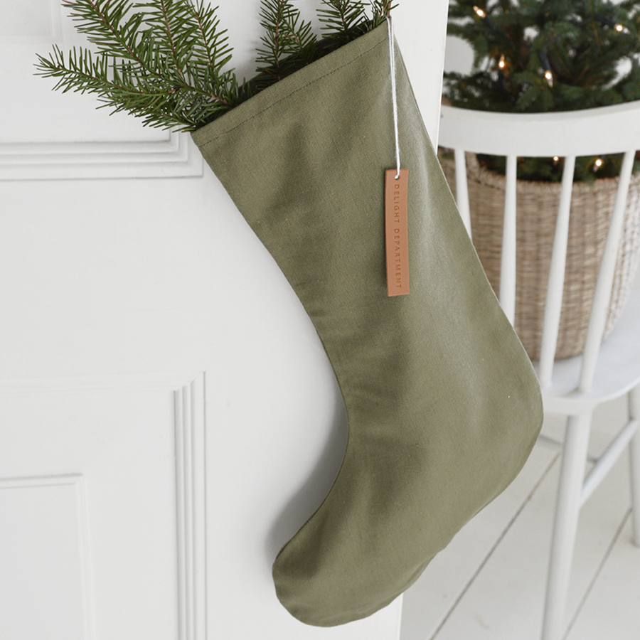 LINEN STOCKING | OLIVE GREEN