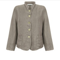 KATIA FRONT POCKET SHORT LINEN JACKET | TAUPE FANGO M/L