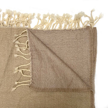 FINE WOOL THROW WITH TASSELS | TAUPE
