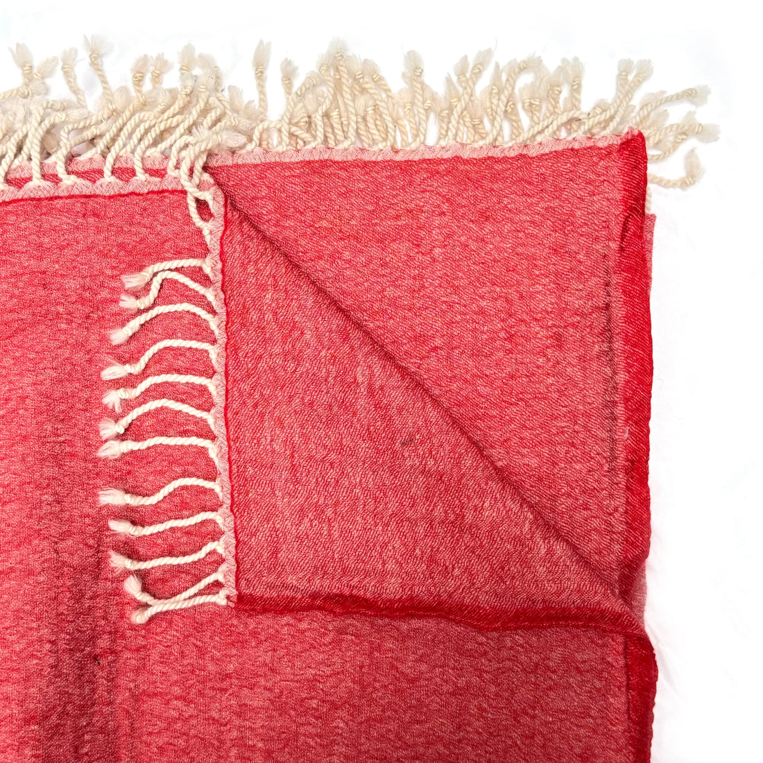 FINE WOOL THROW WITH TASSELS | TOMATO RED