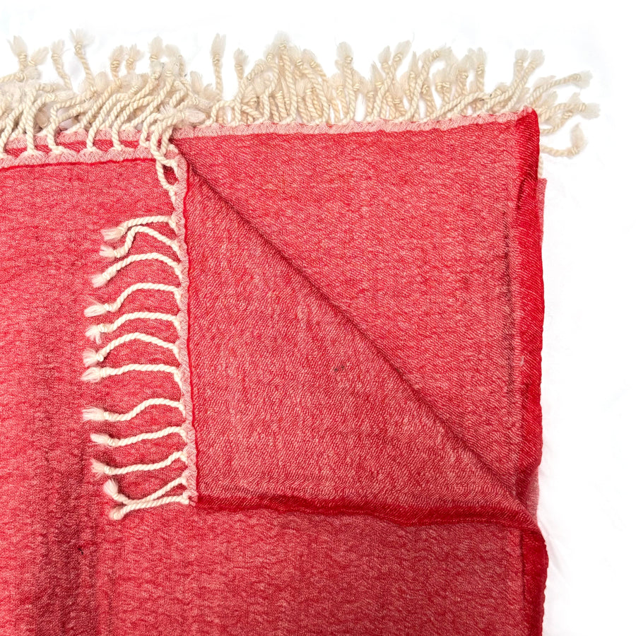 FINE WOOL THROW WITH TASSELS | TOMATO RED