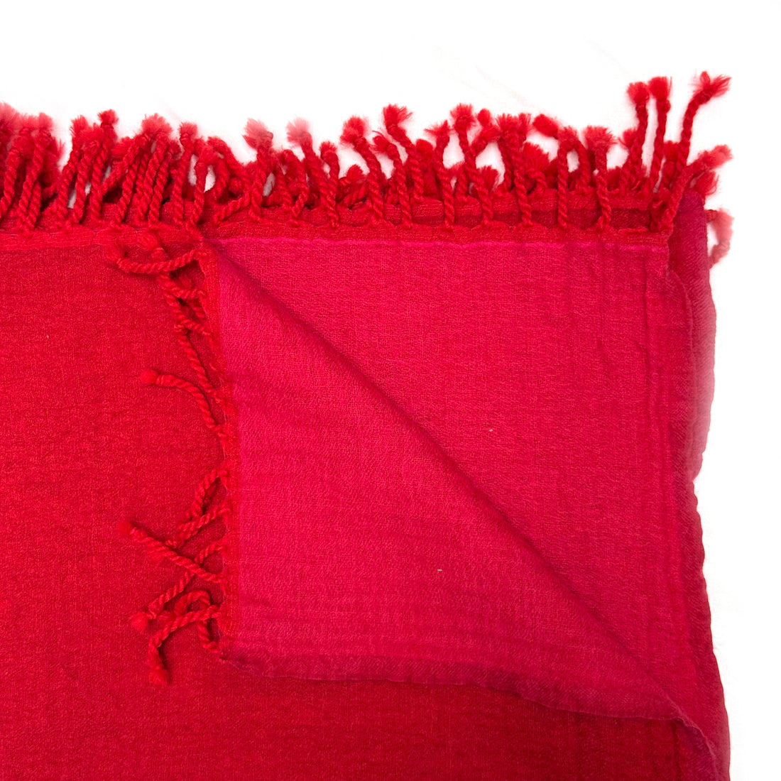 FINE WOOL TWO TONE THROW | RED & DARK PINK