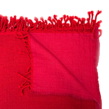 FINE WOOL TWO TONE THROW | RED & DARK PINK