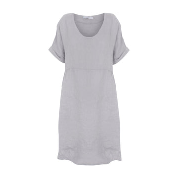 TESA SHORT LINEN DRESS | PEARL