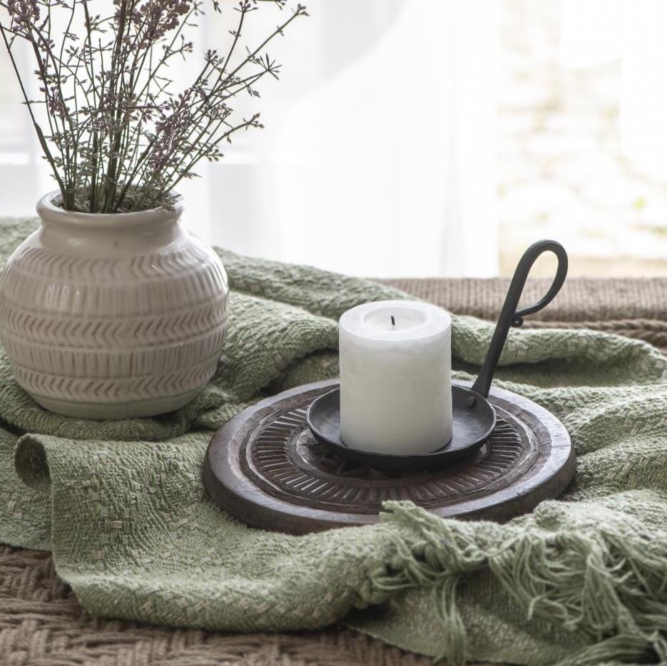 TRADITIONAL BLACK IRON PILLAR CANDLE HOLDER