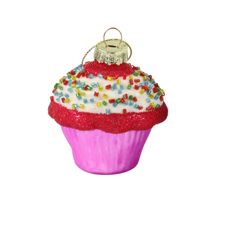 CUPCAKE GLASS BAUBLE