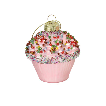 CUPCAKE GLASS BAUBLE